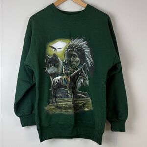 Field & Stream Green Graphic Crewneck Sweatshirt Size Small